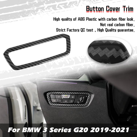 Carbon Fiber Pattern Inner Headlight Switch Frame For BMW 3 Series G20 2019-2021
