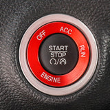 Car Interior Aluminum Alloy AC Climate/Radio Button Switch Knob Cover & Engine Ignition Start Stop Push Button Surrounding Ring Decor Trim Compatible with Dodge Challenger Charger 2015-2021 (Red)