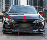 Front Grille Cover Moulding Trim fit for compatible with Honda Accord 2018 2019 2020 ABS Glossy Black Lip Bumper, 3PCS
