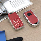 Red Soft TPU Leather Full Protect Key Fob Cover Case For Honda Civic 2014-2017