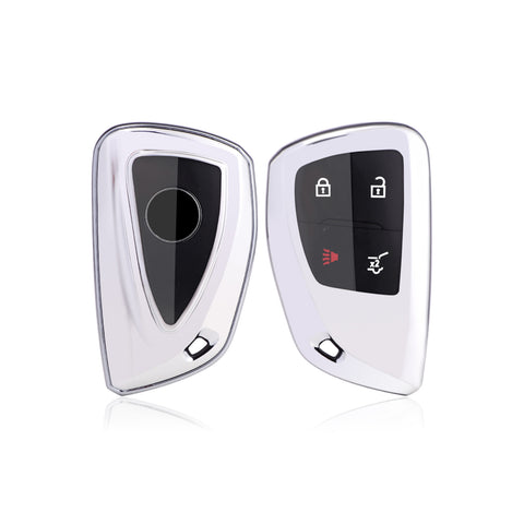 Silver Soft TPU Full Protect Remote Key Fob Cover For Chevrolet Suburban 2021-up