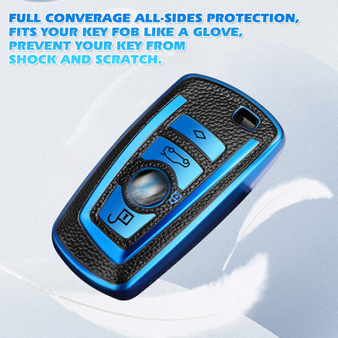 Blue Full Cover Smart Key Fob Exact Fit Cover For BMW F20 F21 F22 F25 F30 F31