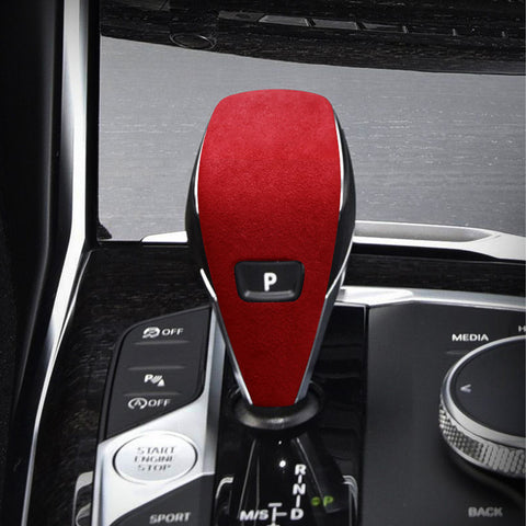 Red Suede Leather Gear Shift Knob Cap Trim For BMW 3-Series G20 G21 G28 2019-up