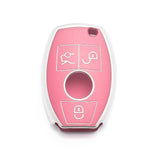 Key Fob Cover Case Shell Keyless Full Protect Pink w/Keychain For Mercedes Benz 3 Button