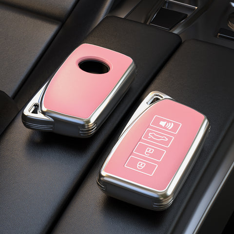 Pink Soft TPU Leather Full Protect Smart Key Fob Cover For Lexus EX RX NX GS IS