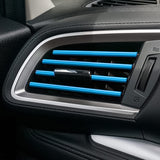 10pcs Car Accessories Interior Soft PVC AC Air Conditioner Outlet Overlay Strip Decoration Cover Trim Kit Universal Fit, Blue