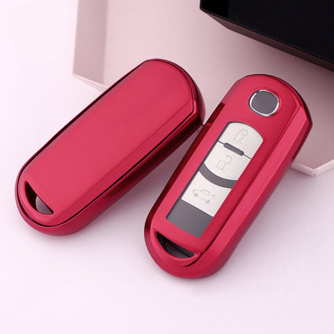 Red Soft TPU Full Seal Smart Key Fob Cover Holder For Mazda 2 3 5 6 CX-3 5 6 7 9