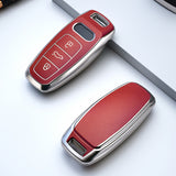 Red TPU Leather Anti-dust Full Seal Remote Key Fob Cover For Audi A6L A7 A8 Q7