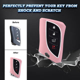 Pink TPU w/Leather Style Full Protect Remote Key Fob Cover For Lexus ES 350 18+