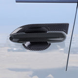 Set Carbon Fiber Style Exterior Side Mirror Stripe Door Handle Bowl Gas Tank Cap Rear Side Window Louvers Accessories Cover Trim Combo Kit, Compatible with Toyota Rav4 2019-2024