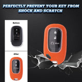 Orange TPU w/Leather Texture Full Protect Remote Key Fob w/Keychain For Honda Accord 2022+