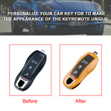 Yellow Smart Key Case Protector Skin For Porsche Cayman Carrera Macan Panamera