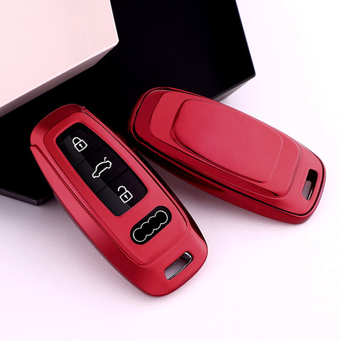 Red Soft TPU Full Protect Remote Key Fob Cover For Audi A6 C6 C5 A3 A4 B6 B7 B9