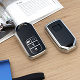 Black Soft TPU Leather Full Protect Key Fob Cover Case For Honda Civic 2014-2023