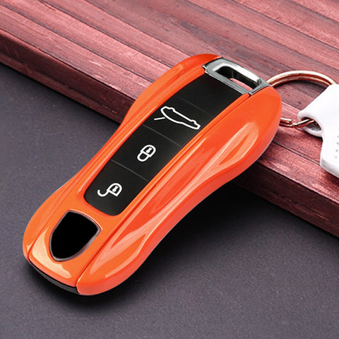 Gloss Orange Shockproof Smart Key Fob Holder Shell For Panamera Cayenne Carrera Taycan