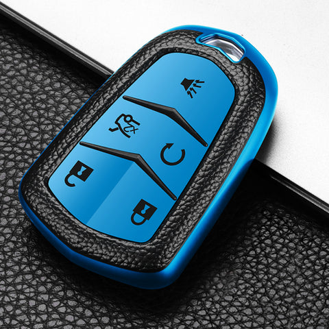 Blue Soft Anti-dust Remote Smart Key Fob Shell Case For Cadillac XT5 2016-2019