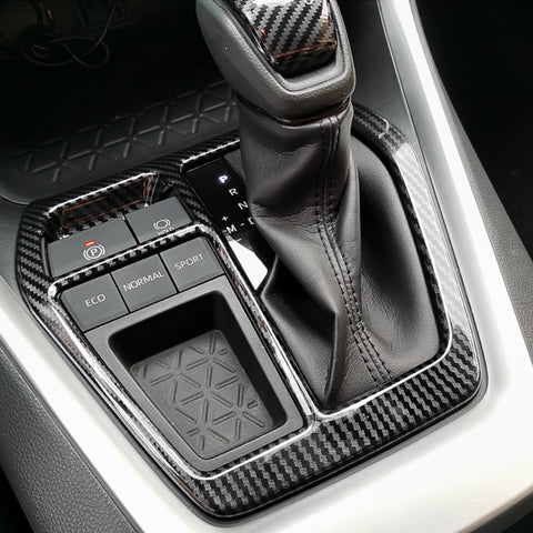 Carbon Fiber ABS Console Gear Shift Media Overlay Trim For Toyota RAV4 2019-2024