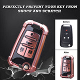 Pink Full Protect Remote Smart Key Fob Cover Case Compatible with Chevrolet Camaro, Cruze, Equinox or Buick Allure, Encore, Lacrosse or GMC Terrain etc. (4-Buttons Key)