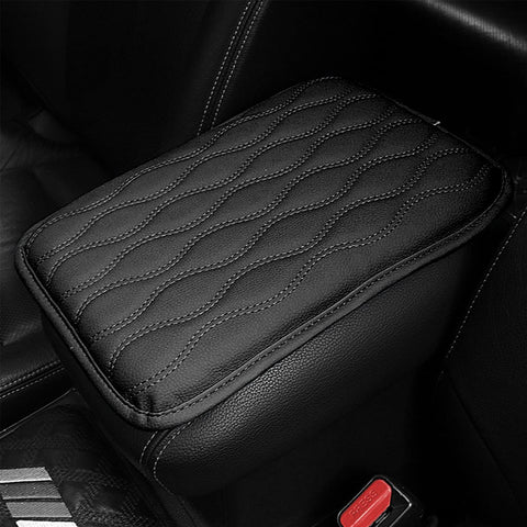 1PC PU Leather Wavy Texture Center Armrest Cover Seat Box Cushion Decor Trim Universal 30x21CM
