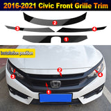 Glossy Black KK Vinyl Front Grille Chrome Delete Blackout For Civic 2016-2021