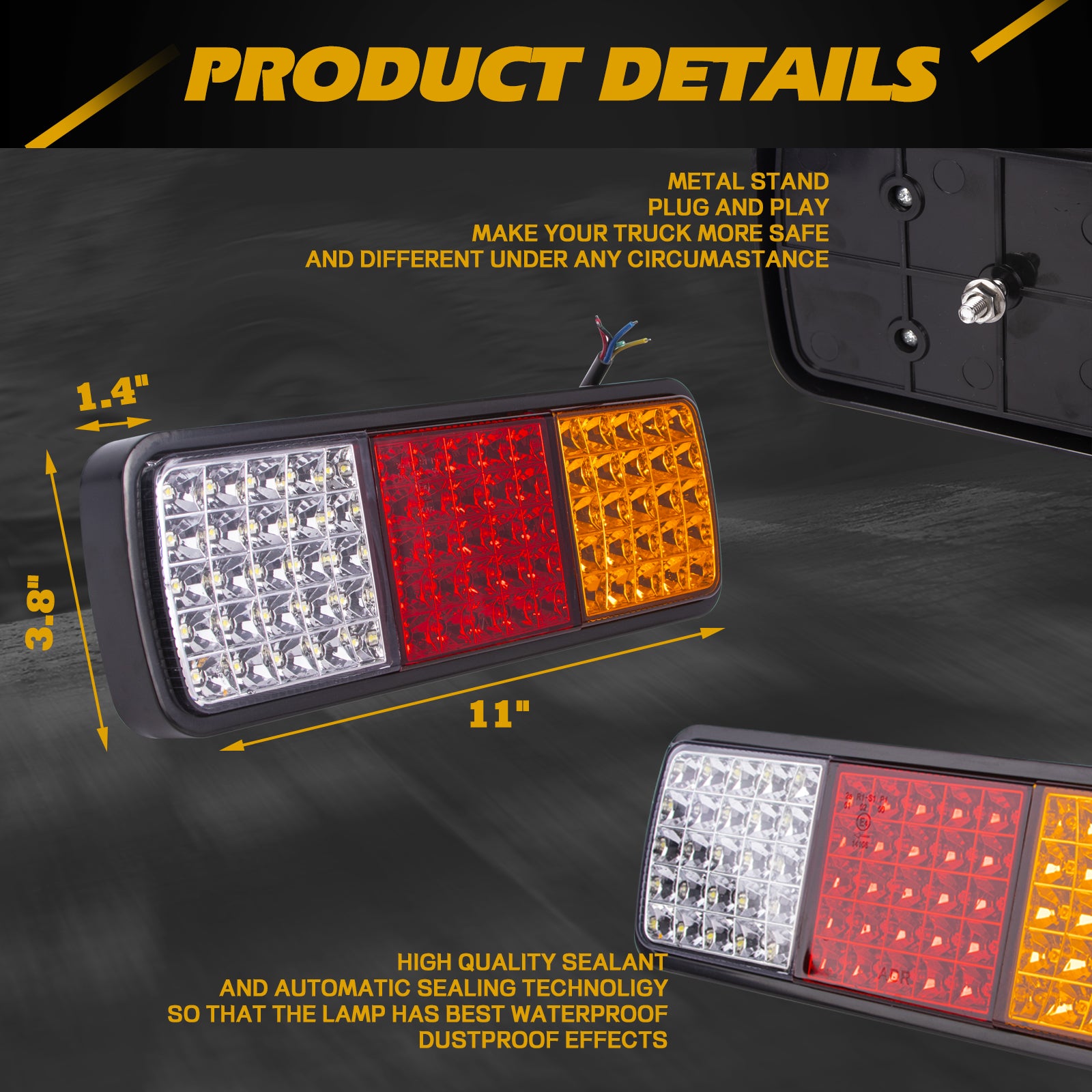 Amber Car & Truck Tail Light Assemblies 2PCS Red/Amber/White LED Light Bars - Truck & Trailer Rear Clearance/Tail Lights Car & Truck Tail Lights For - Foto 8