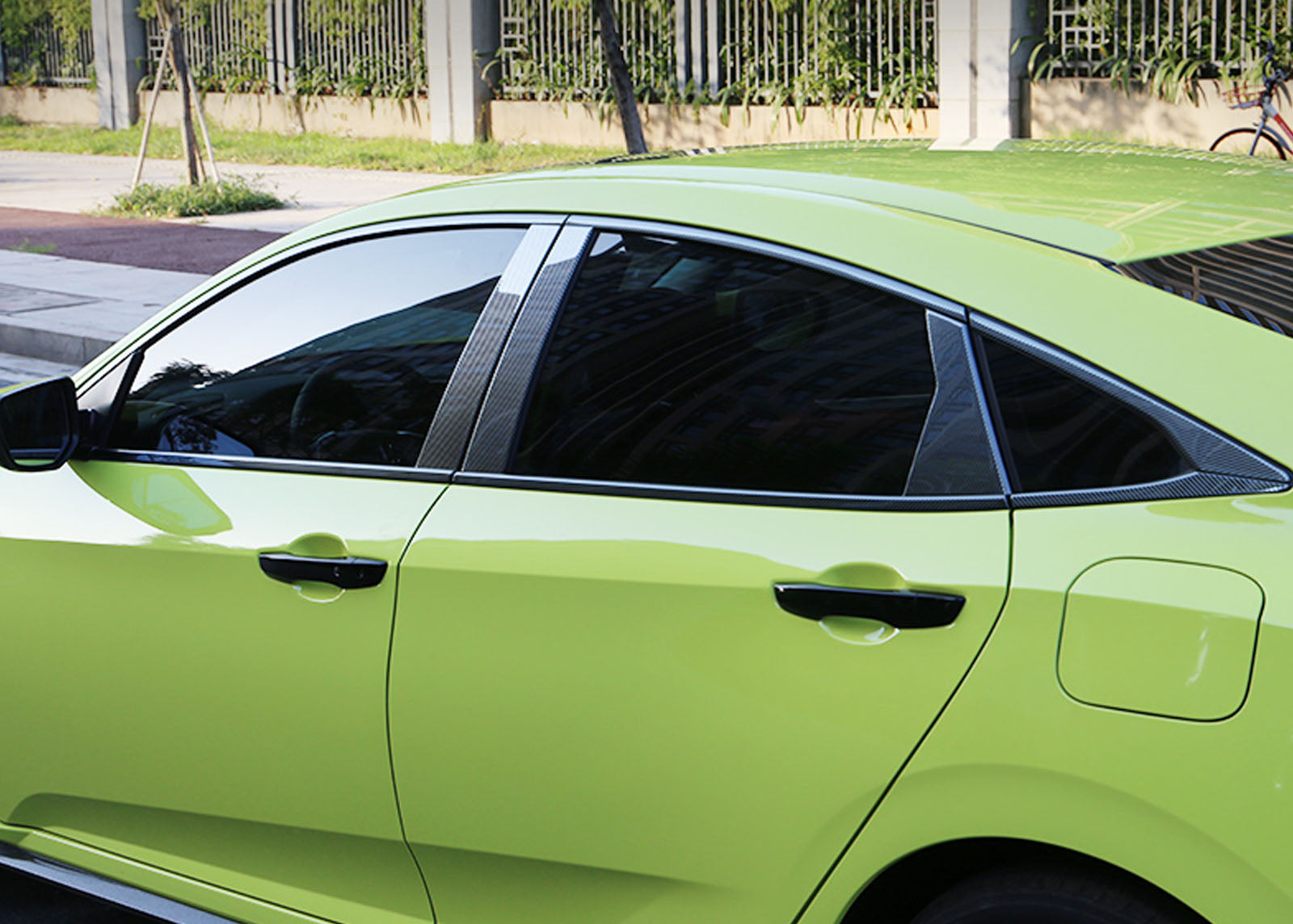 6x Chrome Delete Vinyl Blackout Window Trims Fit For Honda Civic