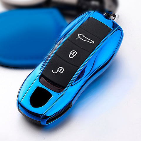 Gloss Blue Hard Keyless Entry Key Fob Skin 3 Buttons For Cayenne Panamera Boxster Cayman