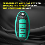 Soft 4 Button TPU+Leather Smart Key Cover Case Protector Holder For Nissan Green
