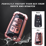 Xotic Tech Pink TPU w/ Printed 4-Button Key Fob Shell Cover Case w/ Pink Keychain, Compatible with Chevrolet Camaro Cruze Malibu, Buick Encore, GMC Terrain Smart Keyless Entry Key