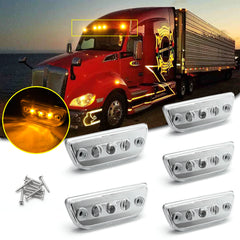 Clear Lens Chrome Amber LED Roof Clearance Marker Lights Assemblies 5pcs 888-5128 For Kenworth T680 T770 T880 Peterbilt 569