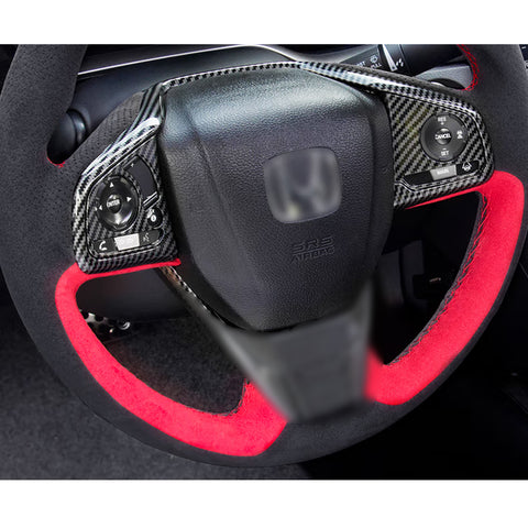 For Honda Civic 2016-2021 Carbon Fiber Texture Steering Wheel Button Cover Trim