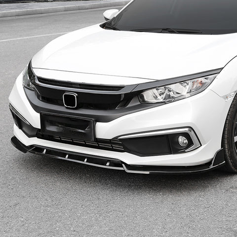 Front Bumper Lip Chin Spoiler Diffuser Splitter Guard Body Kit, Glossy Black, Compatible with Honda Civic Sedan 2019-2021