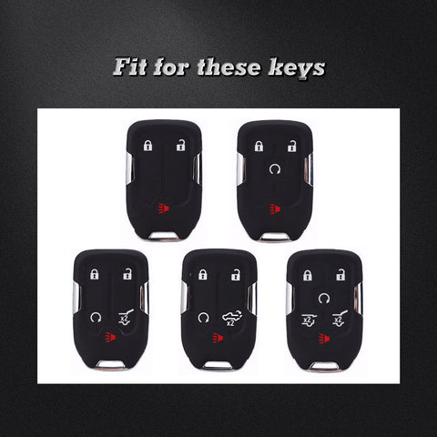 Red Soft TPU Full Covered w/Button Key Fob Cover For GMC Yukon/XL/Denali 2015-2020