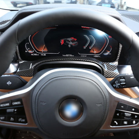Carbon Fiber Pattern Dashboard Frame Cover Trim For BMW 3 Series G20 G28 2019-2021