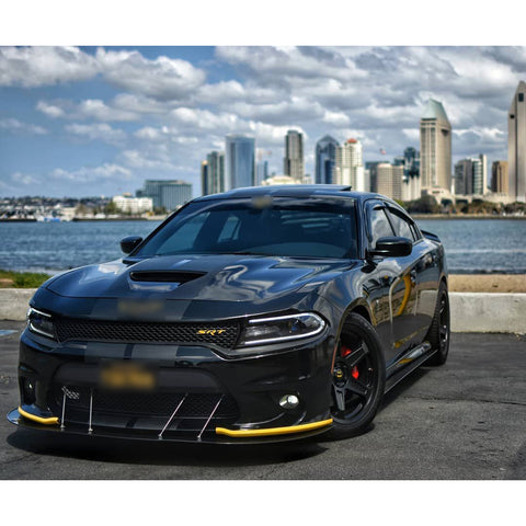 2PCS Exterior Front Bumper Lip Splitter Spoilers Protector Bumper Corner Edge Guard Cover Trim Accessories Compatible With Dodge Charger SRT Hellcat/SRT 392/Scat Pack/RT Scat Pack 2015-2021, Yellow