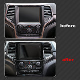 Interior Dashboard GPS Navigation Screen Bezel Cover Trim, Carbon Fiber Pattern, Compatible with Jeep Grand Cherokee 2014-2018