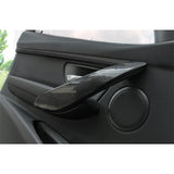 4pcs Interior Door Pull Handle Armrest Grab Cover Trim Strip For BMW 3 4 Series F30 F31 F34 F36, Carbon Fiber Style
