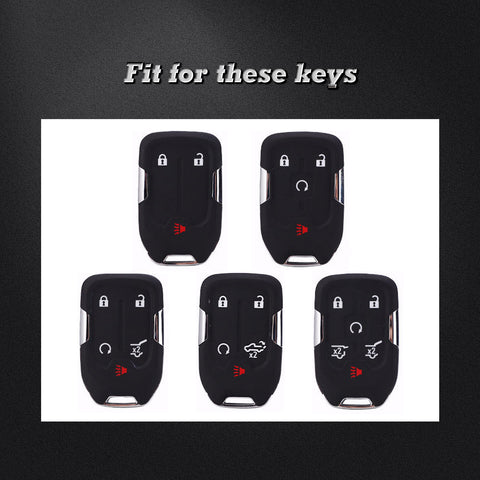 Blue Soft TPU Full Protect w/Button Key Fob Cover w/Keychain For Chevy GMC Yukon/XL/Denali