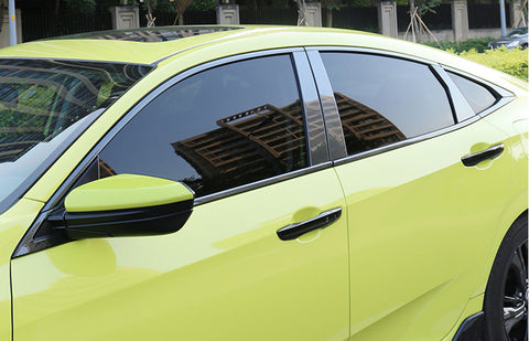 5D Carbon Fiber Chrome Delete Blackout Window Trims For Honda Civic Sedan 16-20