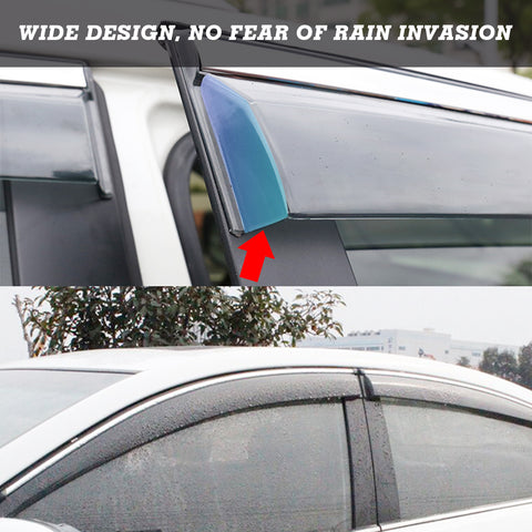 4x Smoked Tinted Chrome Window Sun Wind Rain Snow Guard Air Deflectors Visors Trims For Toyota Camry 2018-2024