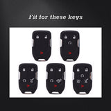 Silver Soft TPU Full Protect w/Button Key Fob Cover w/Keychain For Chevy GMC Yukon/XL/Denali