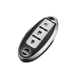 Silver 3 Buttons Smart Remote Car Key Fob Shell Protector TPU Leather For Nissan