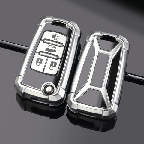 Xotic Tech Silver TPU w/ Printed 4-Button Key Fob Shell Cover Case w/ Red Keychain, Compatible with Chevrolet Camaro Cruze Malibu, Buick Encore, GMC Terrain Smart Keyless Entry Key