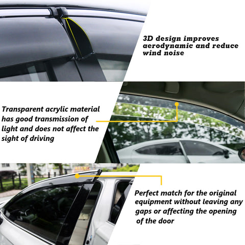 4x Smoked Tinted Chrome Window Sun Wind Rain Snow Guard Air Deflectors Visors Trims For Toyota Camry 2018-2024