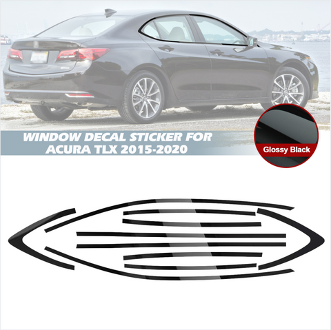 Glossy Black Chrome Delete Blackout Window Cover Sticker For Acura TLX 2015-2020