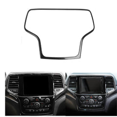 Interior Dashboard GPS Navigation Screen Bezel Cover Trim, Carbon Fiber Pattern, Compatible with Jeep Grand Cherokee 2014-2018