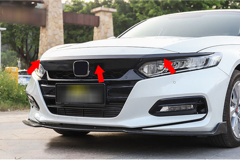 Front Grille Cover Moulding Trim fit for compatible with Honda Accord 10TH Gen 2018 2019 2020 Lip Bumper (Carbon Fiber Pattern)