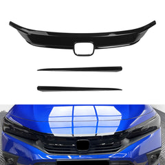 Glossy Black Front Hood Bumper Grille Upper Strip Cover For Civic 11th Gen 2022+