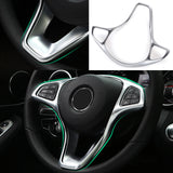 Xotic Tech Carbon Fiber Pattern/ Silver Chrome Steering Wheel Panel Cover Sticker for Mercedes Benz C E GLC 2014- 2017