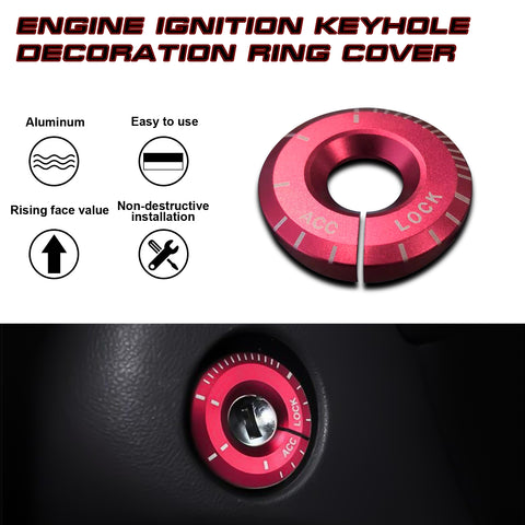 Red Engine Ignition Keyhole Ring Cap Cover For VW Golf GTI Jetta Audi A3 A4 TT